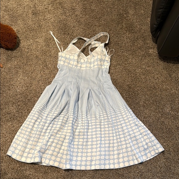 Calvin Klein Blue and White Plunge Neck Midi Sundress. Size 6 - Picture 5 of 7